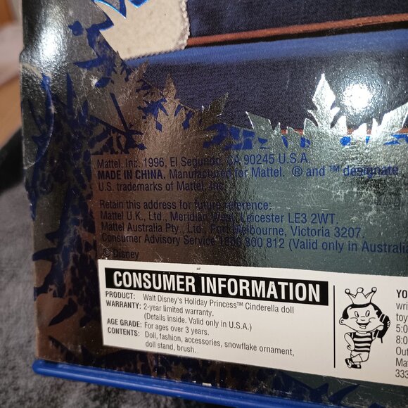 NEW 1996 Disney Holiday Princess Cinderella Doll Special Edition Mattel 16090 - Picture 9 of 11